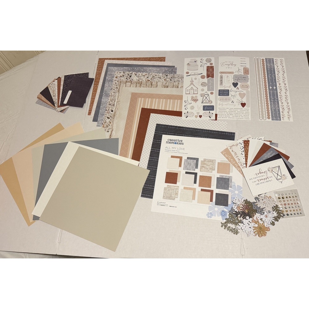 Creative Memories ALL MY LOVE Wedding Scrapbook Kit Paper Mats Stickers Shimmer